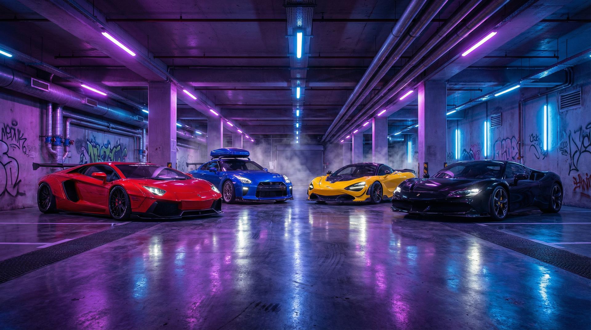 跑车视频 - 超跑车友会夜间聚会